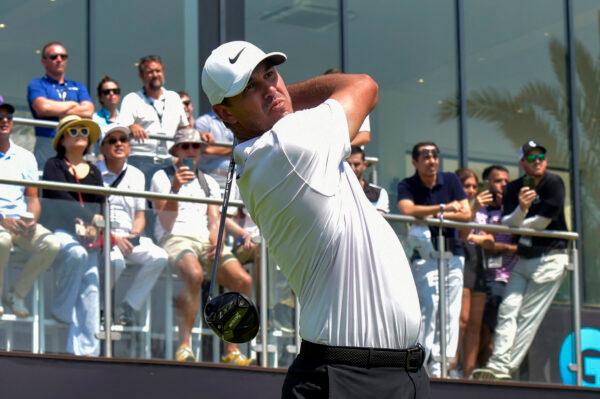 Brooks Koepka of the US competes in the LIV Golf Invitational Jeddah at the Royal Greens Golf Club in King Abdullah Economic City, Saudi Arabia, on Oct. 15, 2022. (Amer Hilabi/AFP via Getty Images)