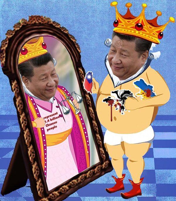A caricature of Chinese leader Xi Jinping as the emperor wearing no clothes. (Hong Kong Indigenous Defence Force)