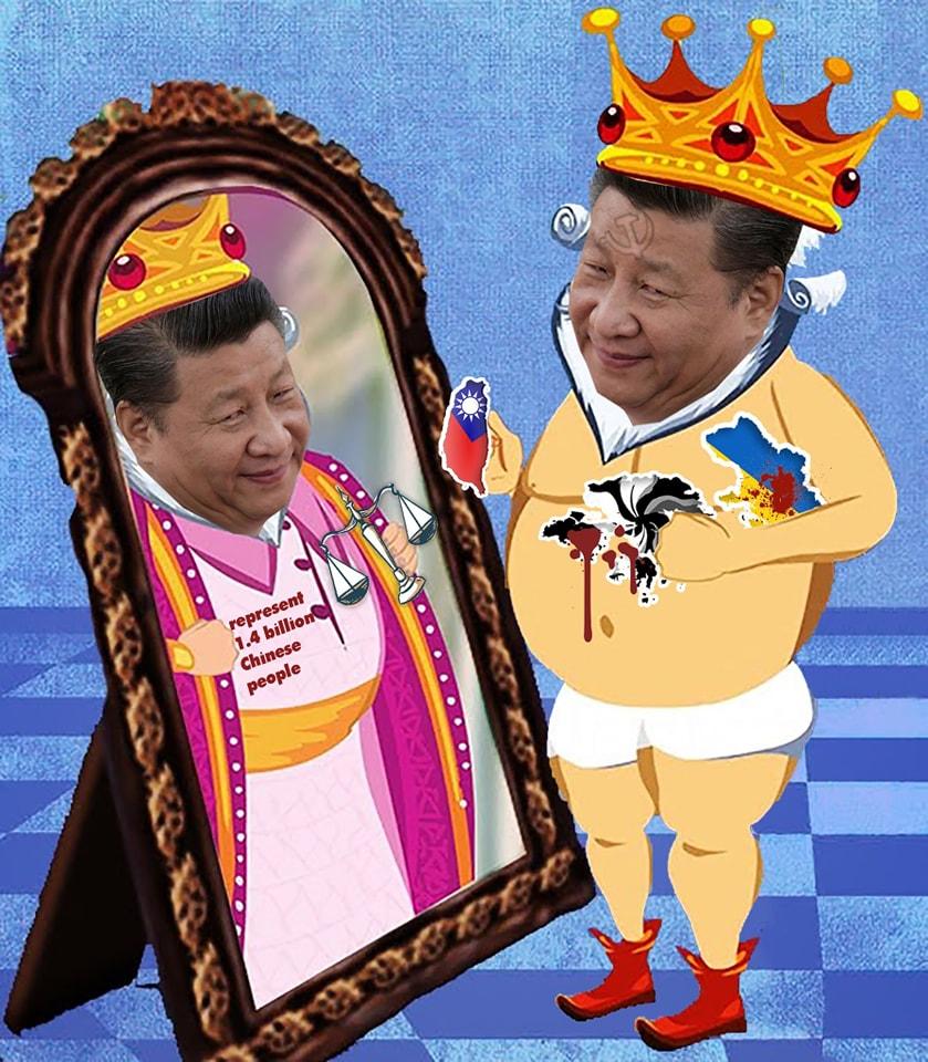 A caricature of Chinese leader Xi Jinping as an emperor wearing no clothes. (Hong Kong Indigenous Defence Force)