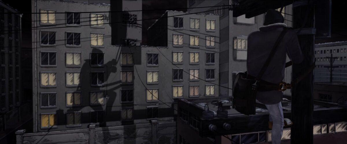 An animated scene in the documentary "Eternal Spring" that shows the danger encountered in telling people the truth of Falun Gong. (Lofty Sky Pictures)