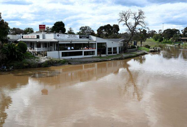A tavern lies damaged by floods in Melbourne, Australia, on October 15, 2022. (William West/AFP via Getty Images)