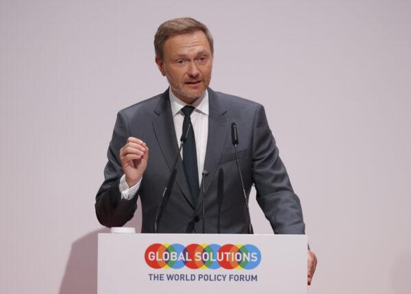 German Finance Minister Christian Lindner speaks at the 2022 Global Solutions summit in Berlin, Germany, on March 28, 2022. (Sean Gallup/Getty Images)