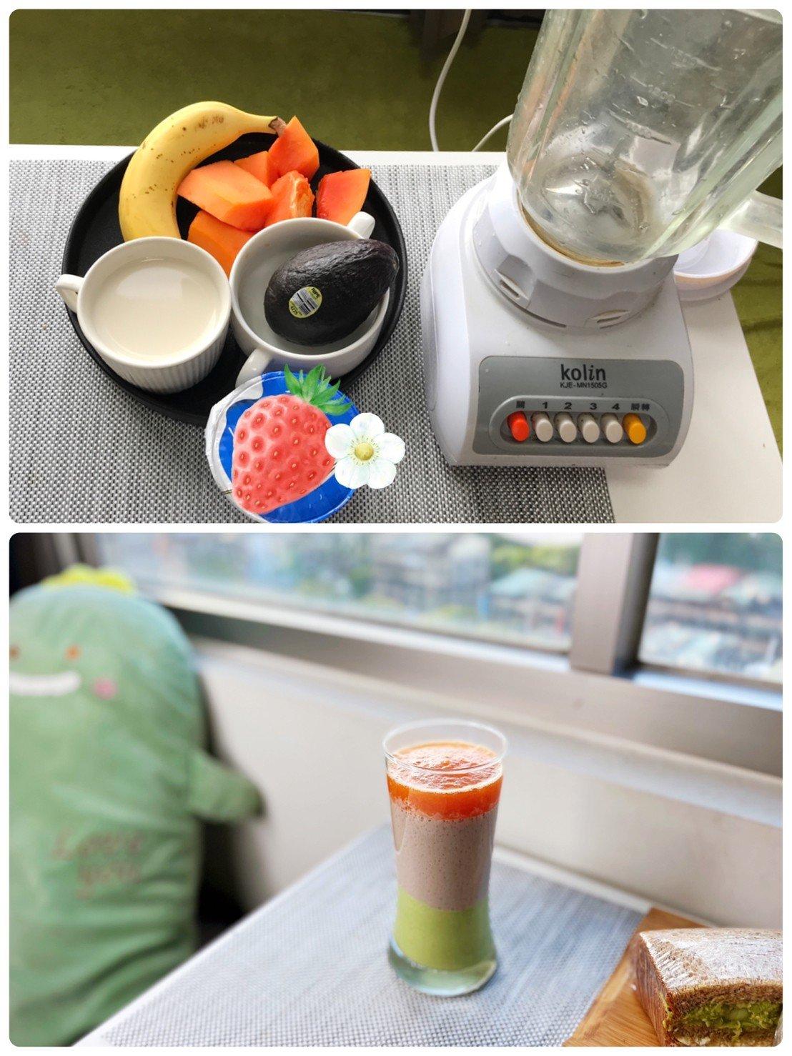 Dietician, Lin Yu-wei, recommended three colored milkshakes with high fiber and low sugar. (Lin Yu-wei facebook page)