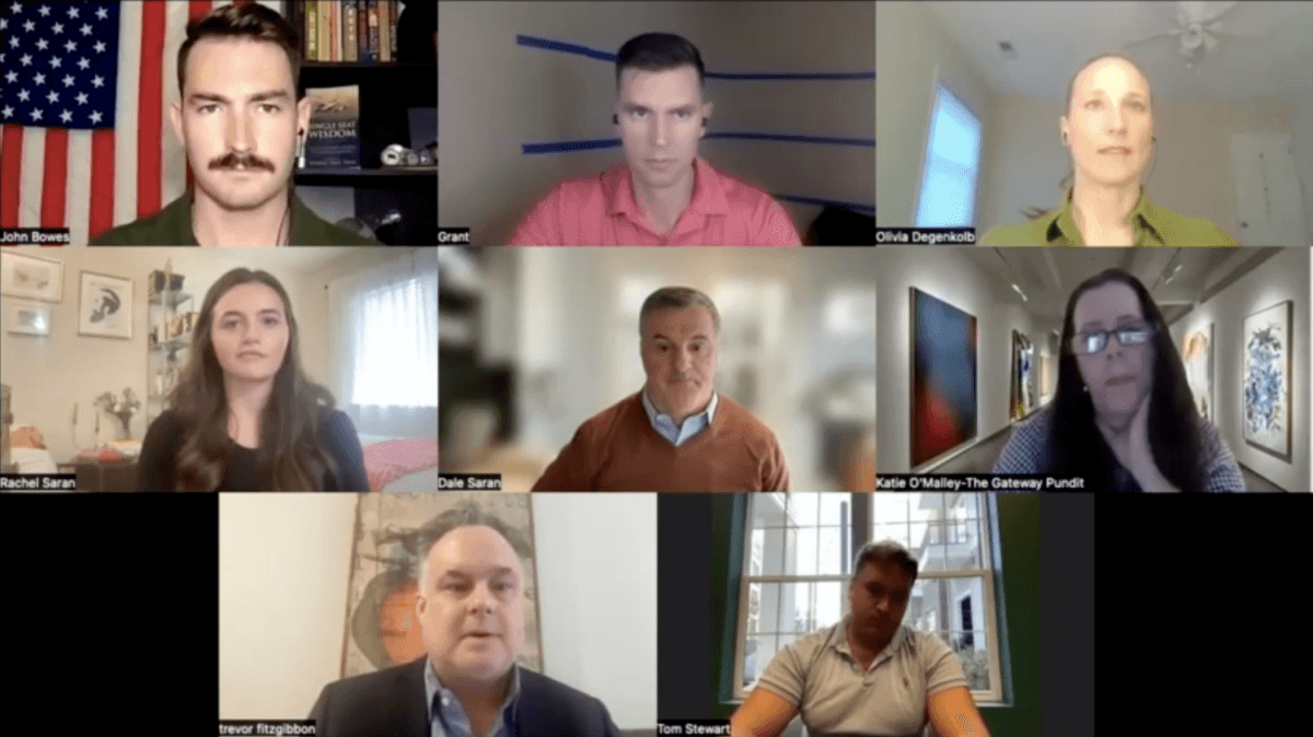 Military officers and their lead attorney describe the negative effects on the U.S. military from the vaccine mandate, at a news conference on Oct. 18, 2022. (Rumble L4Atv1/Screenshot via NTD)