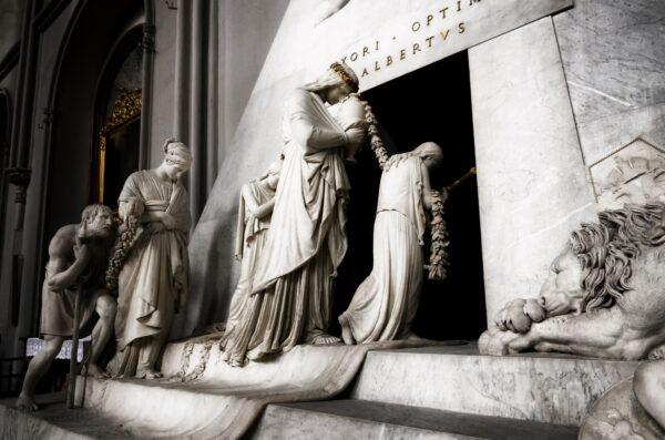 A detail of Antonio Canova's memorial cenotaph for Archduchess Maria Christina of Austria in Augustin Church, Vienna. (Alessandro Cristiano/<a href="https://www.shutterstock.com/image-photo/vienna-austria-may-20-2017-memorial-694282747">Shutterstock</a>)