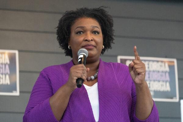 Democratic gubernatorial candidate for Georgia Stacey Abrams speaks to supporters at a campaign event as early voting begins in Jonesboro, Ga., on Oct. 18, 2022. (Megan Varner/Getty Images)