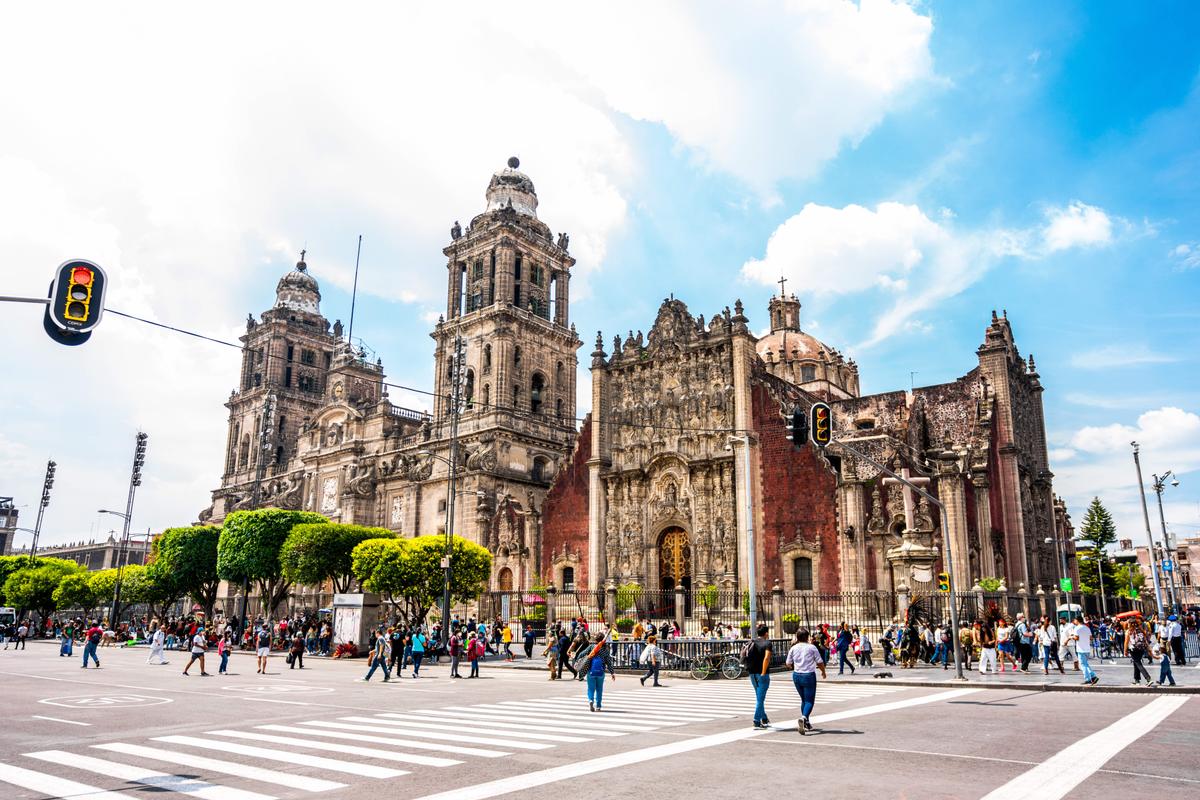 Mexico City, Mexico; August 14 2021: Cathedral in the Zocalo of Mexico City. (Victor SG/Shutterstock)