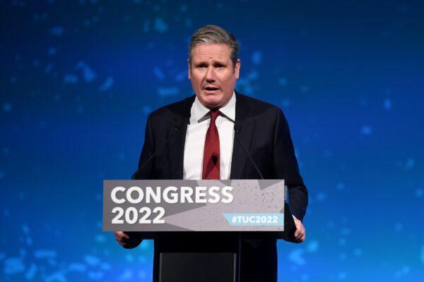 Labour leader Keir Starmer speaks during the TUC Conference at Brighton Centre in Brighton, England, on Oct. 20, 2022. (Chris J Ratcliffe/Getty Images)