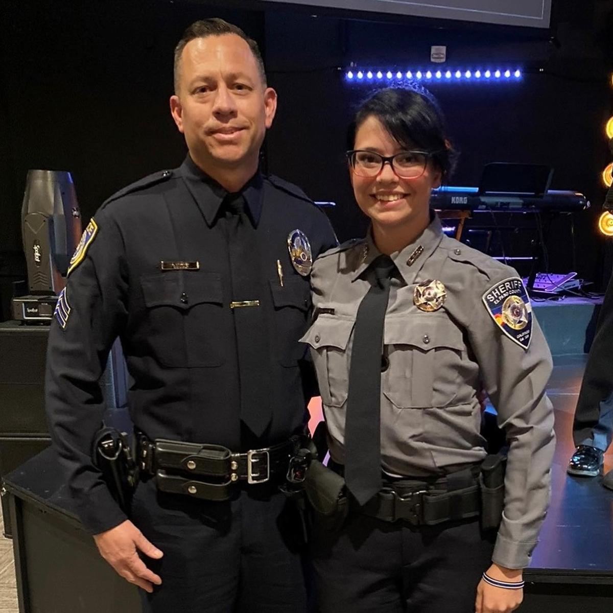 Escondido police Sgt. Jeff Valdivia with Dep. Natalie Young. (Courtesy of <a href="http://www.epcounty.com/sheriff/">El Paso County Sheriff’s Office</a>)