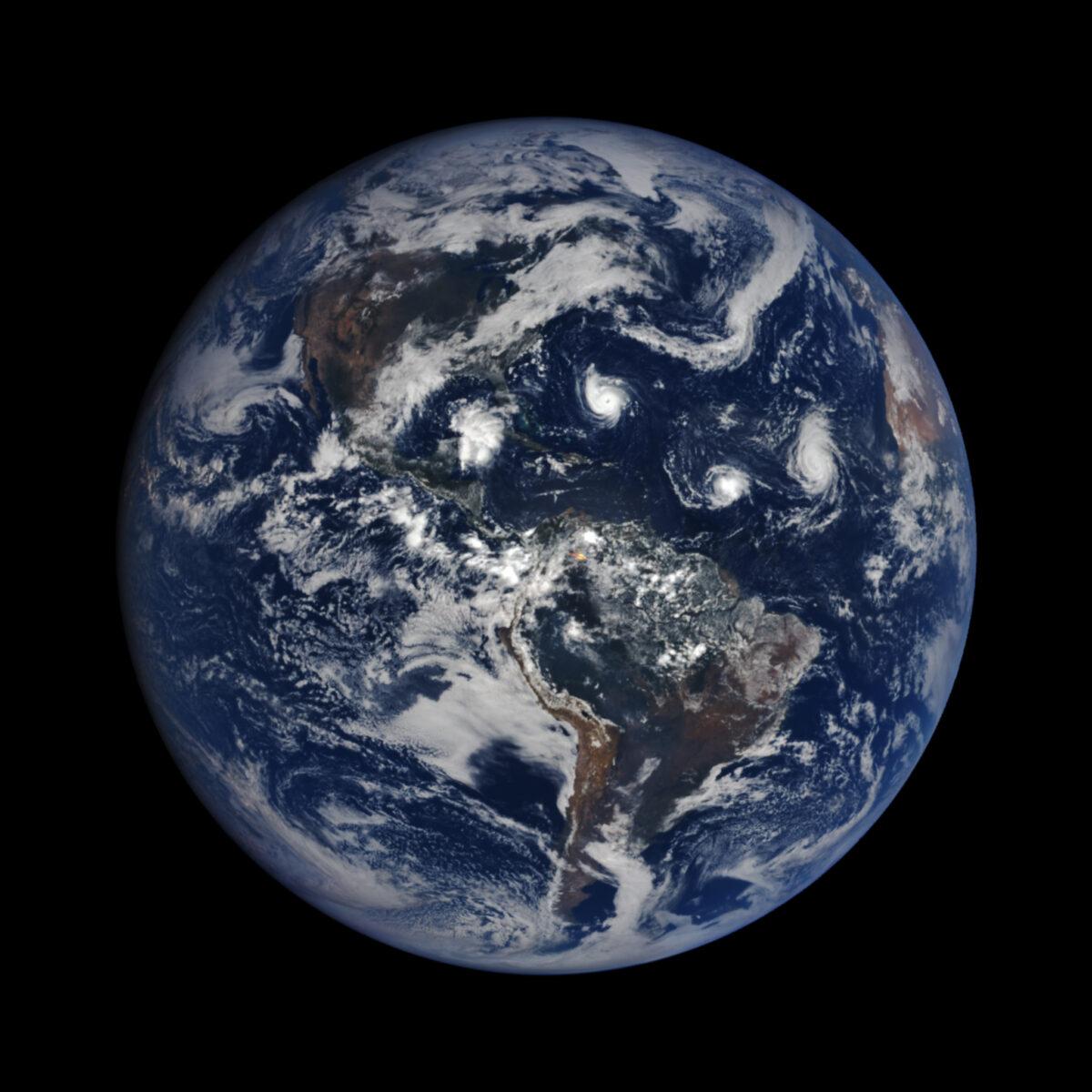 A photo of planet Earth from NASA’s Earth Polychromatic Imaging Camera on the DSCOVR satellite on Sept. 11, 2018. (NASA Earth Observatory)