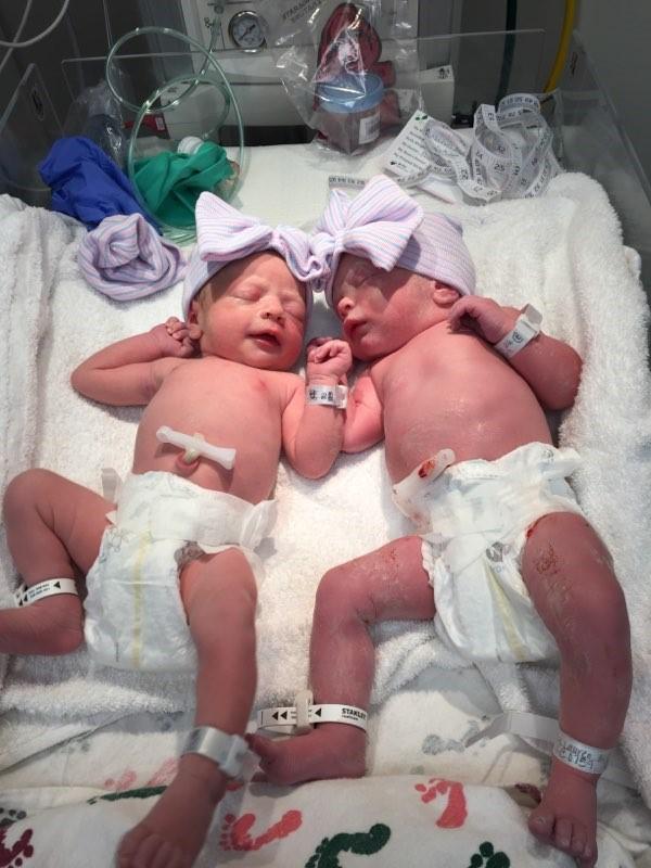 Twins Emma and Julia. (Courtesy of <a href="https://healthonecares.com/locations/rose/">Rose Medical Center</a>)