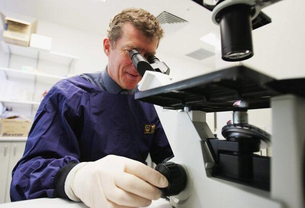 Professor Ian Frazer is pictured at work in a bio medical laboratory at the PA Hospital in Brisbane, Australia, on Aug. 12, 2005. (Jonathan Wood/Getty Images)