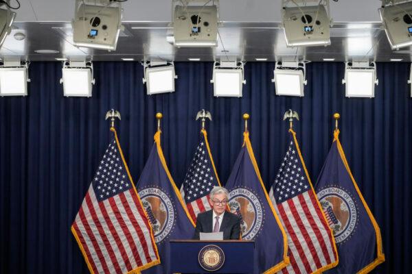 U.S. Federal Reserve Board Chairman Jerome Powell speaks during a news conference following a meeting of the Federal Open Market Committee (FOMC) at the headquarters of the Federal Reserve in Washington on Sept. 21, 2022, . (Drew Angerer/Getty Images)