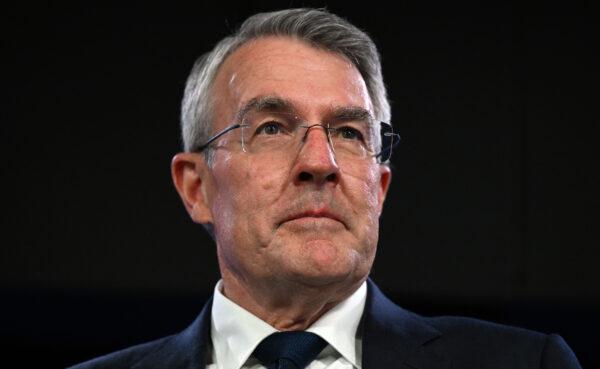Australian Attorney-General Mark Dreyfus at the National Press Club in Canberra, Australia, on Oct. 12, 2022. (Mick Tsikas/AAP Image)