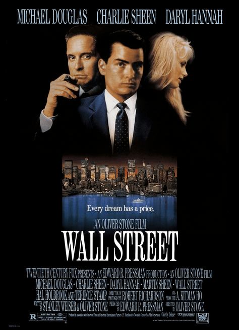 A movie poster for "Wall Street."