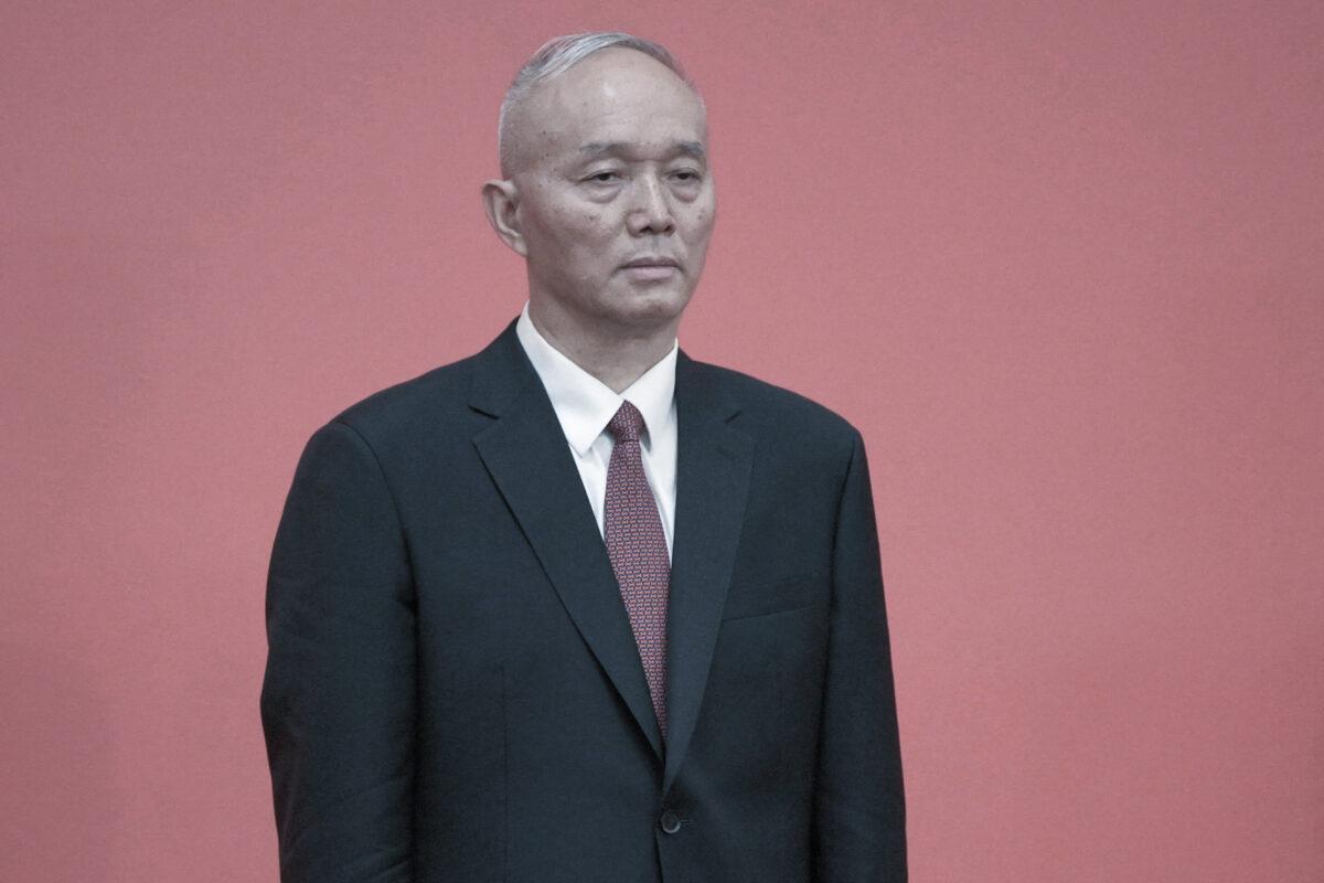 Standing Committee member Cai Qi is seen at a press event with members of the new Standing Committee of the Political Bureau of the Communist Party of China and Chinese and Foreign journalists at The Great Hall of People in Beijing on Oct. 23, 2022. (Kevin Frayer/Getty Images)
