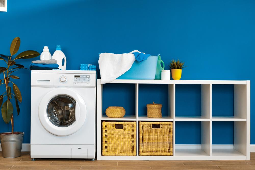 Paint tops the list of budget updates for most projects, and the laundry room is no exception.(FabrikaSimf/Shutterstock)