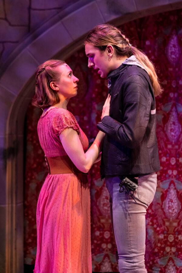 Guenevere (Christine Mayland Perkins) and Lancelot (Nathe Rothbotom) in "Camelot." (brett beiner photography)