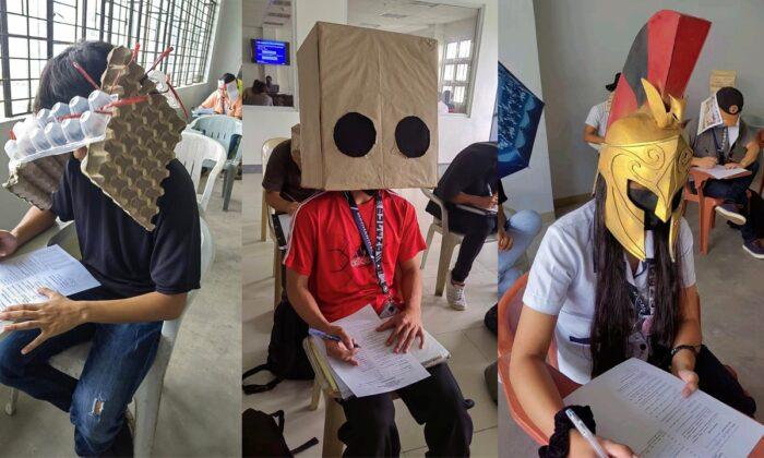 University Students in Philippines Wear Imaginative Hats to Avoid Cheating During Exams