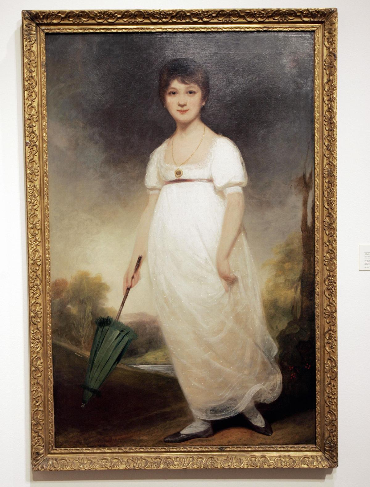 A portrait of Jane Austen by British painter Ozias Humphry (1742–1810) on display at Christie's auction house in New York on April 16, 2007. (STAN HONDA/AFP via Getty Images)