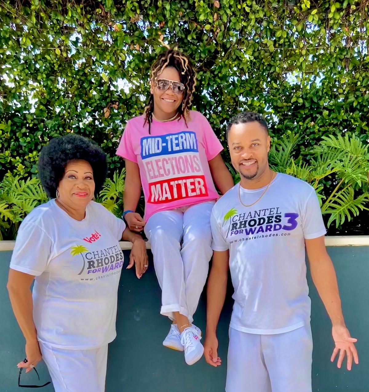 Chantel Rhodes (center), candidate for Ft. Myers City Council District 3 with her mother Darlene (left) and bother Chuck (right). (Courtesy of Chantel Rhodes)