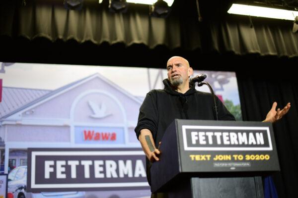 Democratic candidate for U.S. Senate John Fetterman holds a rally at Nether Providence Elementary School in Wallingford, Pa. on Oct. 15, 2022. Election Day will be held nationwide on Nov. 8, 2022. (Mark Makela/Getty Images)