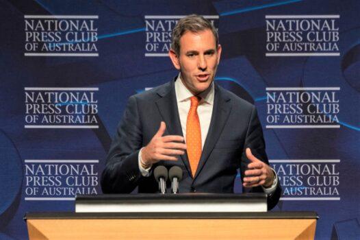 Treasurer Jim Chalmers delivers his Budget Address at Parliament House in Canberra, Australia on Oct. 25, 2022. (Martin Ollman/Getty Images)