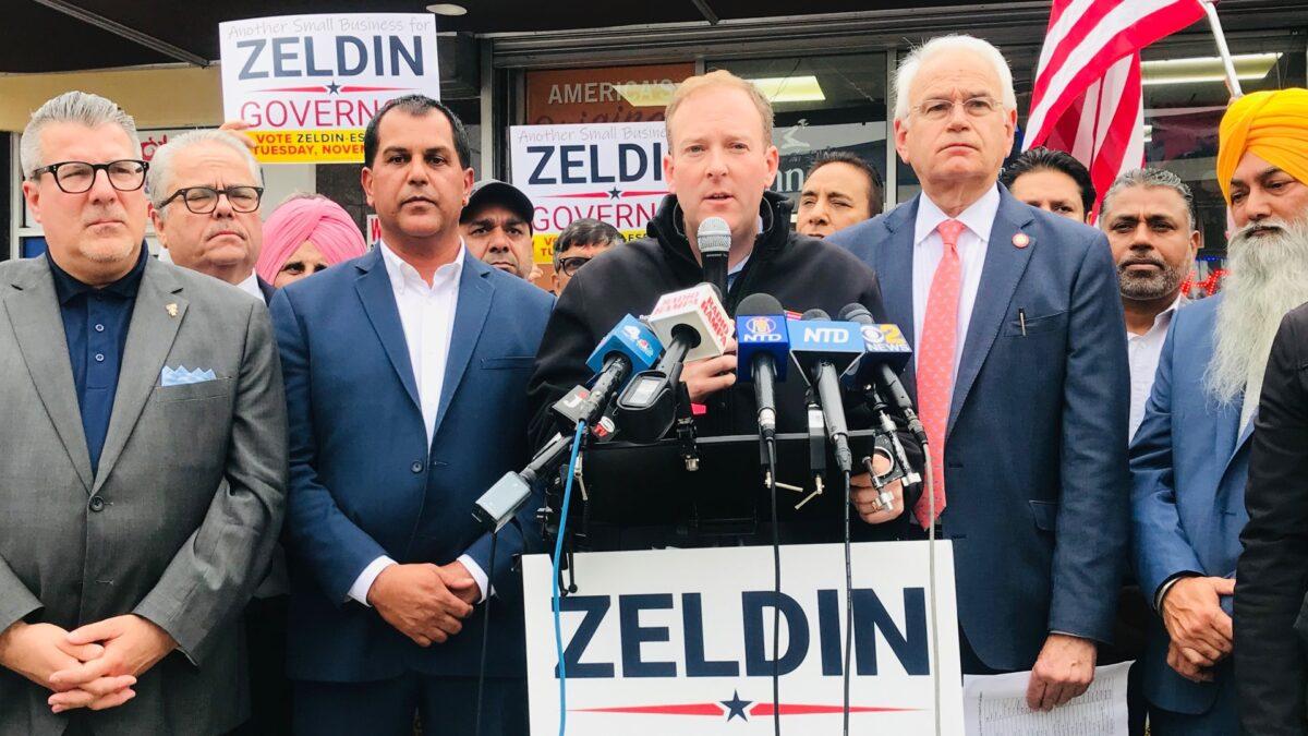 Lee Zeldin holds a press conference to address pressing issues in New York City on Oct. 26, 2022. (Phil Zou/NTD)