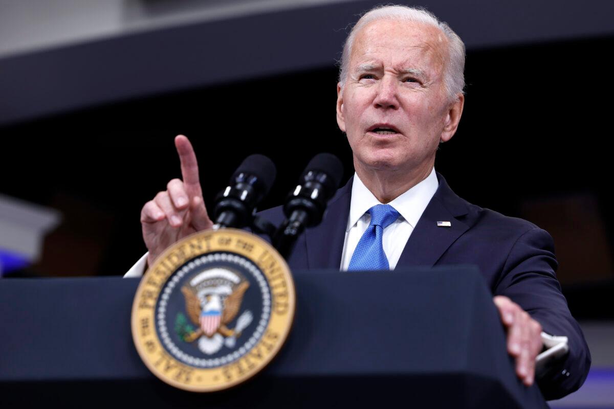 President Joe Biden gives remarks on the status of COVID-19 in the United States from the South Court Auditorium at the White House campus on Oct. 25, 2022. (Anna Moneymaker/Getty Images)