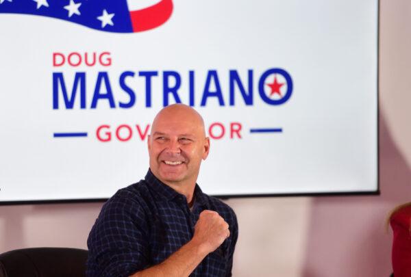 Republican candidate for Pennsylvania Governor Doug Mastriano holds a rally at Deja Vu Social Club in Philadelphia on Sept. 30, 2022. (Mark Makela/Getty Images)