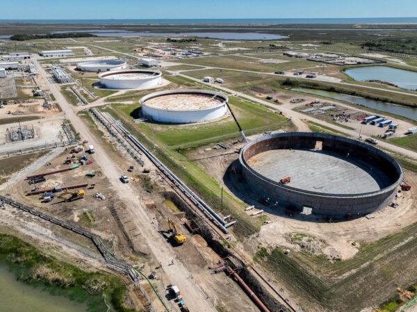 In an aerial view, the Strategic Petroleum Reserve storage at the Bryan Mound site is seen in Freeport, Texas, on Oct. 19, 2022. (Brandon Bell/Getty Images)