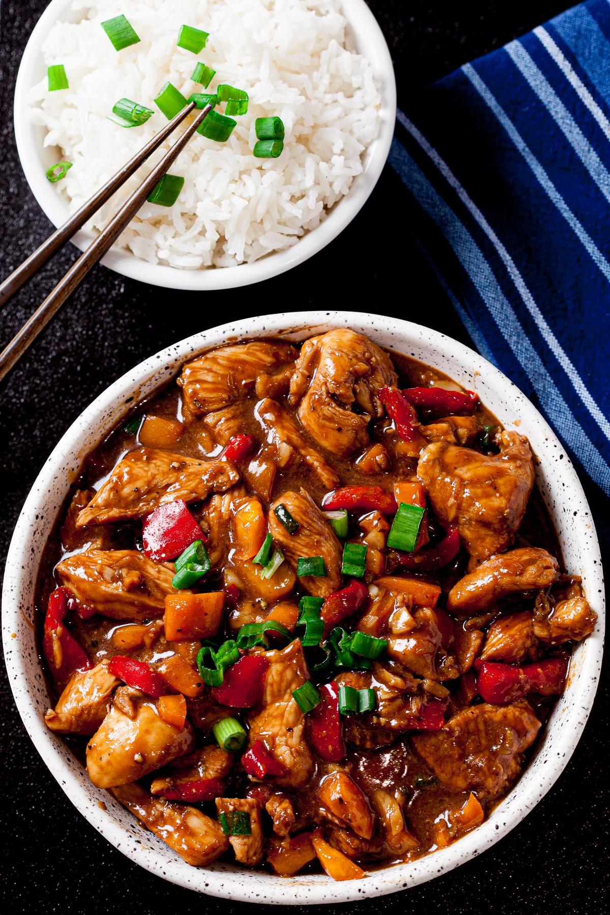 Serve saucy Kung Pao Chicken with a bed of fluffy Jasmine rice. (Courtesy of Amy Dong)