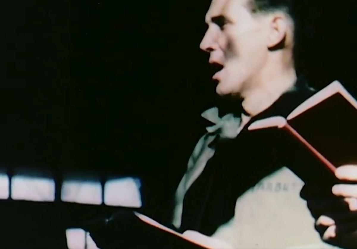 An American serviceman sings in footage from “The Korean War Remembered” (Republic Pictures)