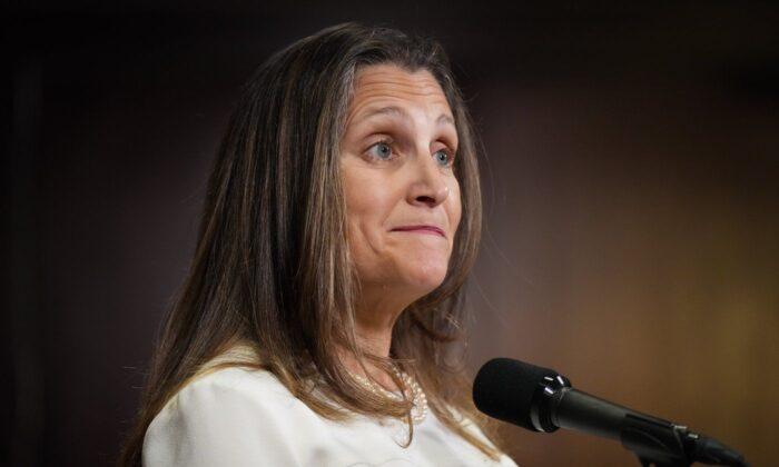 Finance Minister Chrystia Freeland to Deliver Fall Economic Statement on Nov 3