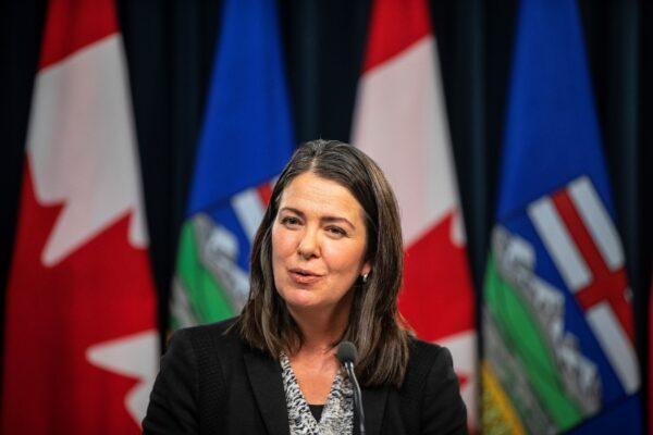 Alberta Premier Danielle Smith holds a press conference in Edmonton on Oct. 11, 2022. (Jason Franson/The Canadian Press)