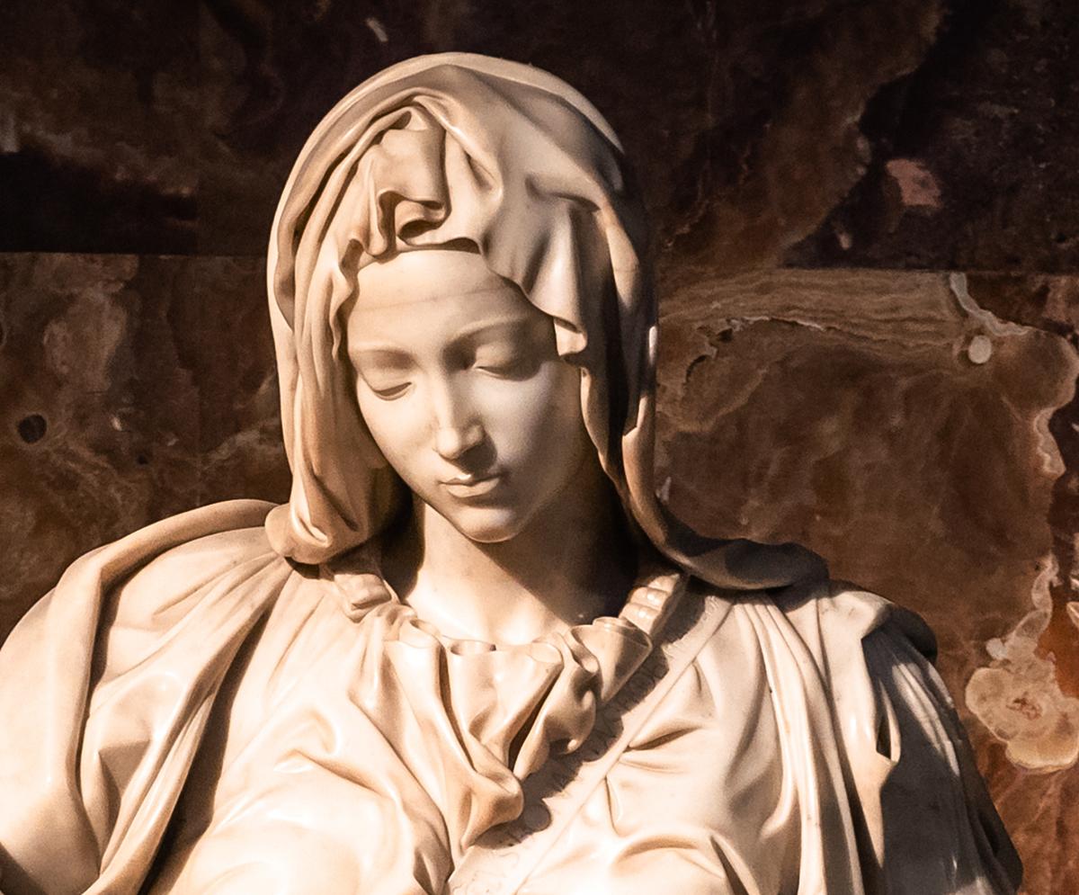 A detail of Mary from Michelangelo's "Pietà." (PhotoFires/Shutterstock)
