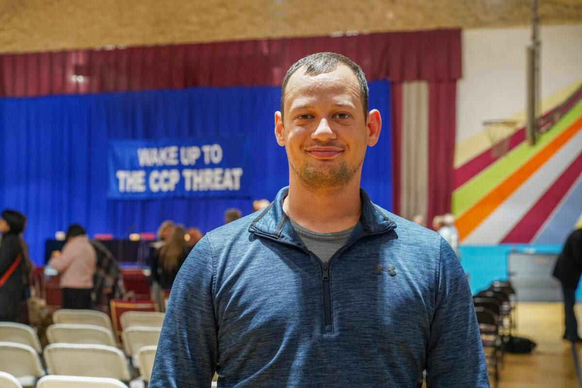Dan Hall at the "Wake Up to the CCP Threat" seminar at the Tri-State Family Christian Center in Deerpark, N.Y., on Oct. 27, 2022. (Cara Ding/The Epoch Times)