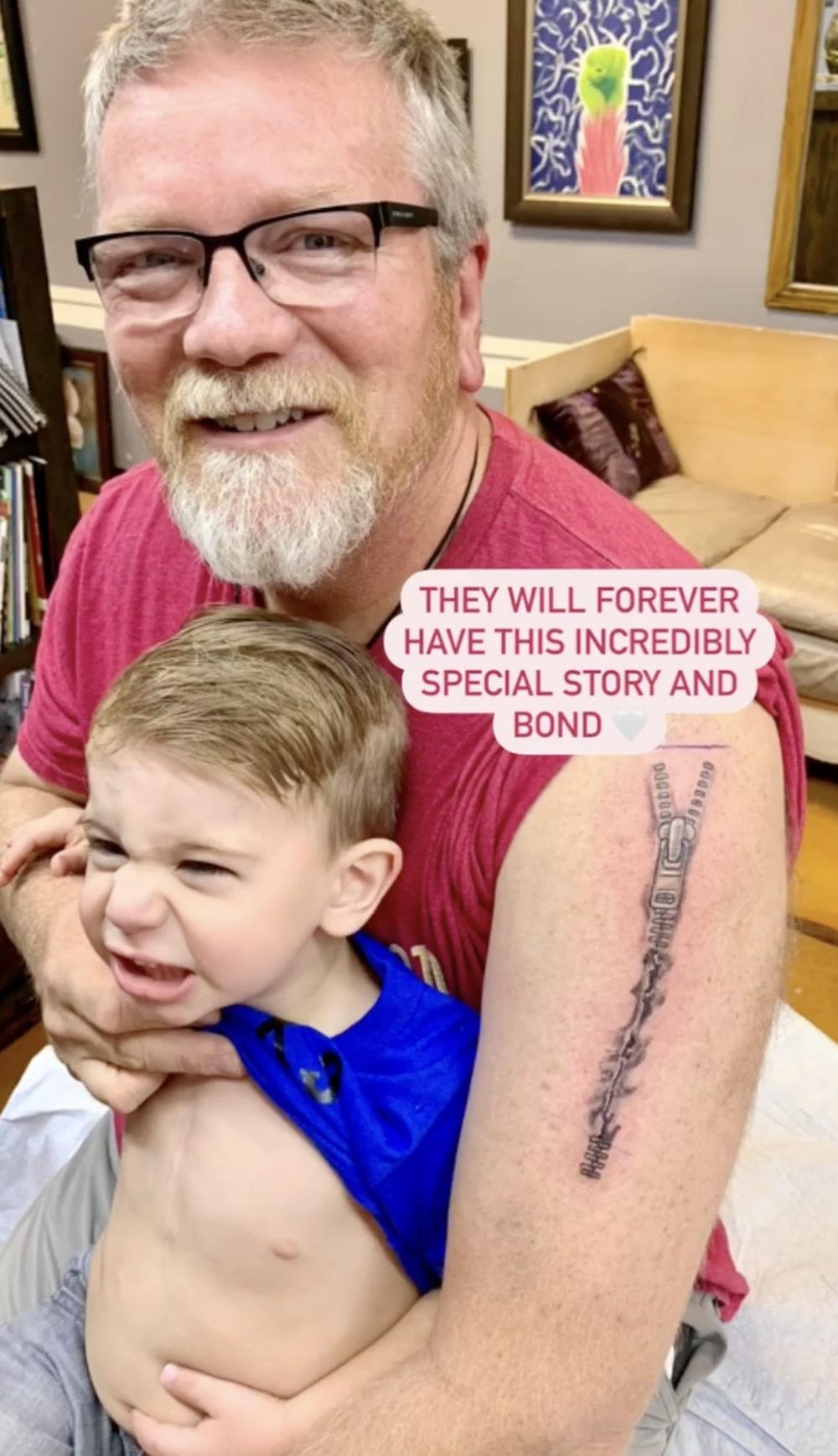 Sawyer with his grandfather when he got the tattoo. (Courtesy of <a href="https://www.instagram.com/rebekahsfamily/">Rebekah Van Scoy</a>)
