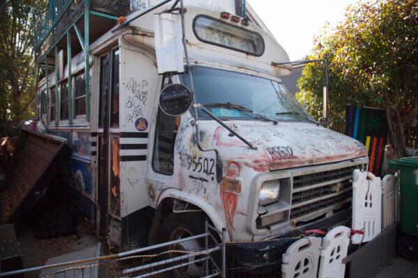 David DePape’s former camper van currently belonging to his ex-girlfriend Oxane Taub, in Berkeley, Calif., on Oct. 30, 2022 (Lear Zhou/The Epoch Times).