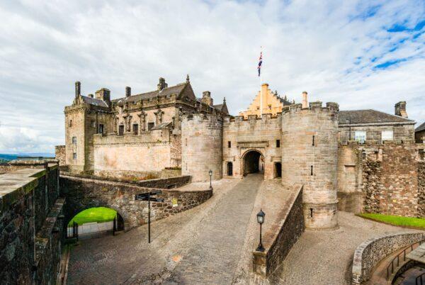 One of the entrances of Stirling Castle. The reliance on stones is typical of Scottish medieval architecture. Gothic elements include the pointed arches and the dark colors of the stones. (<a href="https://www.shutterstock.com/g/portadown">Portadown</a>/<a href="https://www.shutterstock.com/image-photo/stirling-castle-scotland-one-biggest-important-1371658598">Shutterstock</a>)