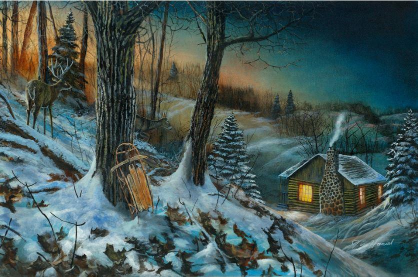 "Frozen Memories": The painting brings back childhood memories of playing on the snowy sledding hill. (Courtesy of <a href="https://www.jimhanselart.com/">Jim Hansel</a>)