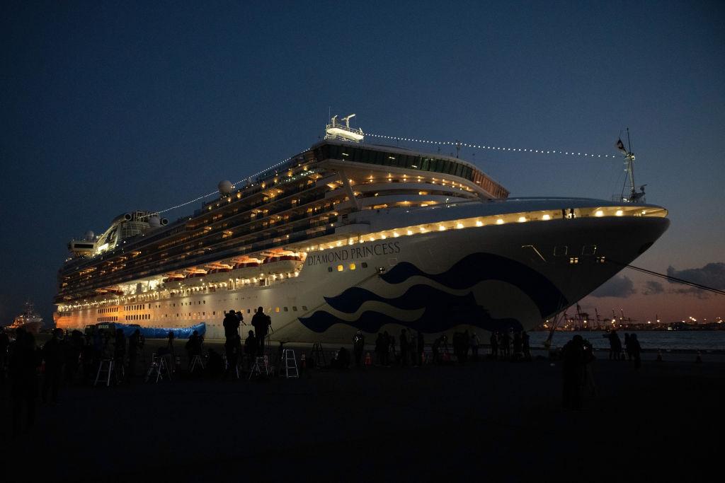The Diamond Princess cruise ship at Daikoku Pier while it was being quarantined following some of the 3,700 people on board being diagnosed with COVID-19 on Feb. 10, 2020, in Yokohama, Japan. (Carl Court/Getty Images)