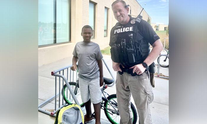 Kansas Police Officer Steps in to Help Boy Without Bicycle Who Was Getting Into Mischief on His Way to School