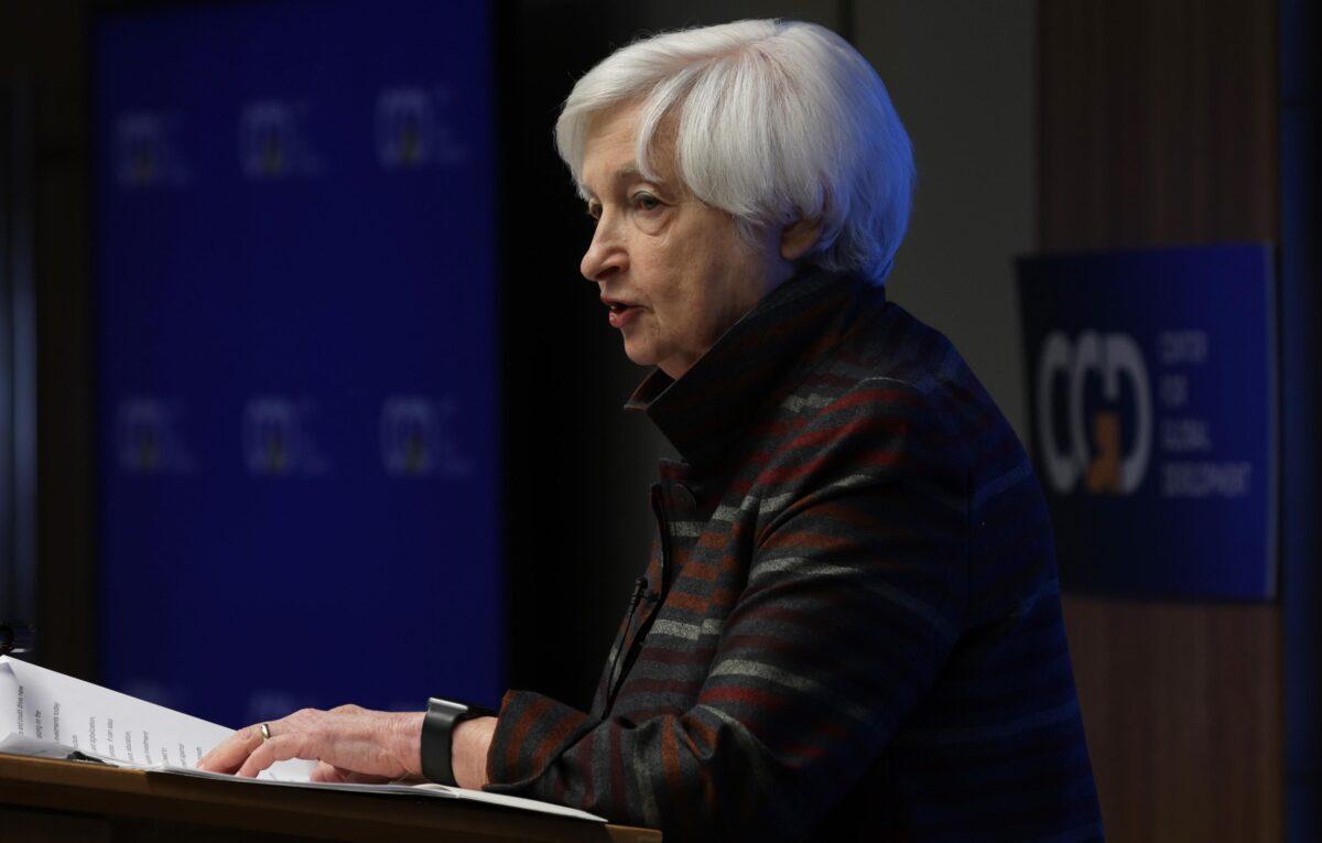 Secretary of the Treasury Janet Yellen at the Center for Global Development in Washington, D.C., on Oct. 6, 2022. (Alex Wong/Getty Images)