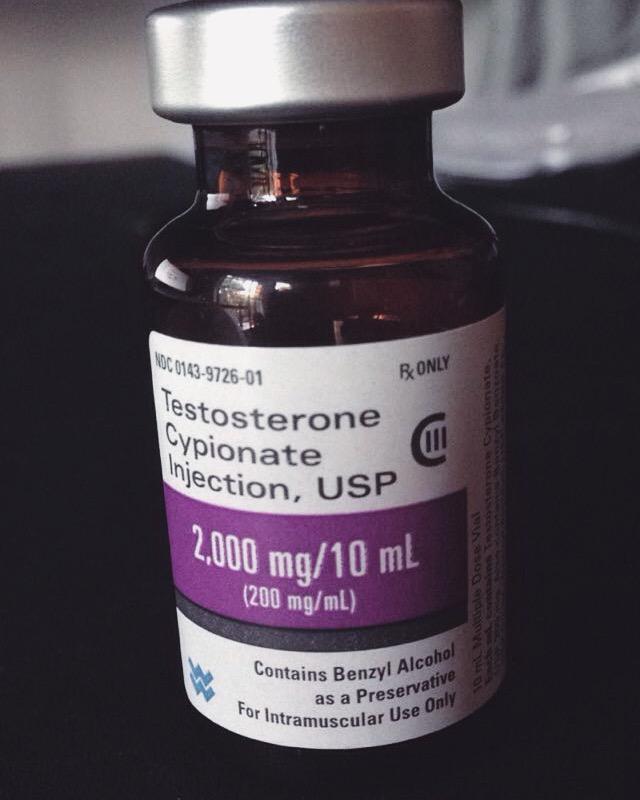 A vial of injectable testosterone. (Courtesy of Daisy Strongin)