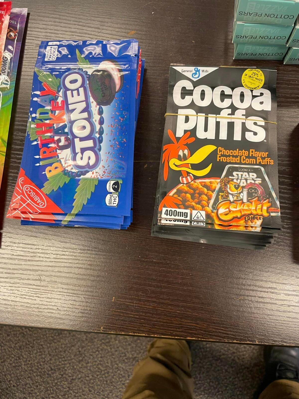 THC-infused snacks with counterfeit brand marketing were confiscated at gas stations, convenience stores, and vape shops. (Courtesy of the N.C. Secretary of State's Office)