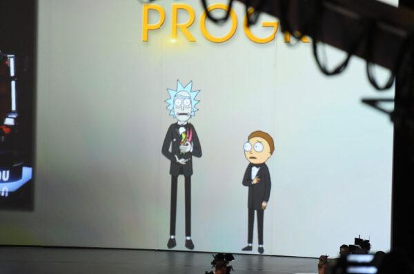 Rick and Morty present onstage during the 70th Emmy Awards at Microsoft Theater in Los Angeles on Sept. 17, 2018. (Kevin Winter/Getty Images)