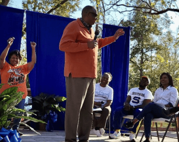 Rep. Al Lawson (D-Fla.) addresses supporters at an Oct. 22 rally in Gadsden County, one of 14 counties in the Congressional District 2, which was reconfigured after the post-2020 Census, forcing the three-term congressman to take on Rep. Neal Dunn (R-Fla.) in one of only two 2022 midterm general election races nationwide pitting sitting reps against each other. (Courtesy Al Lawson for Congress)
