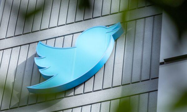 The Twitter logo is seen on a sign on the exterior of Twitter headquarters in San Francisco on Oct. 28, 2022. (Constanza Hevia/AFP via Getty Images)