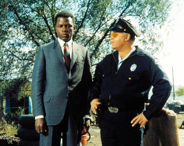 (L–R) Homicide detective from Philadelphia, Virgil Tibbs (Sidney Poitier), and police chief Gillespie (Rod Steiger) learn more from each other than they’d imagined possible, in "In the Heat of the Night." (MovieStillsDB)